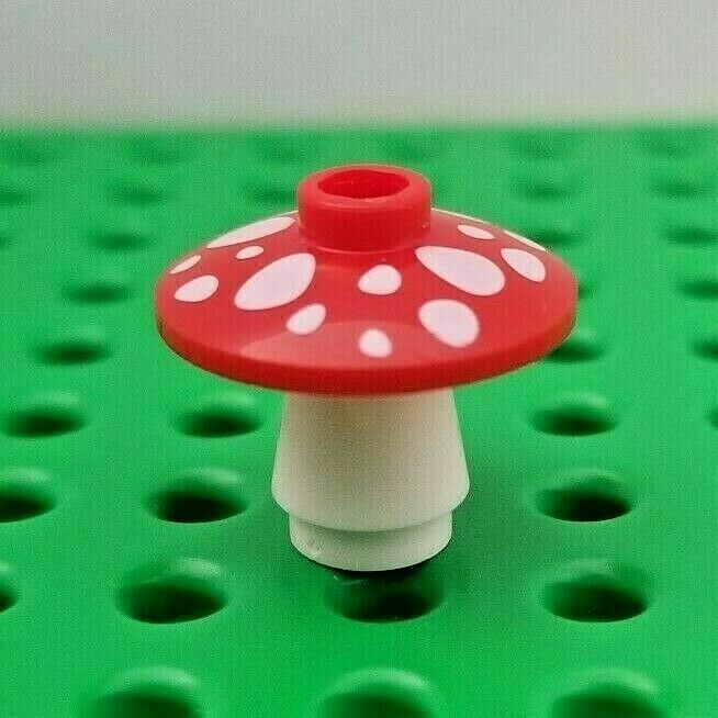 New Lego Mushroom Minifigure Food Red White Alice Shroom Dots