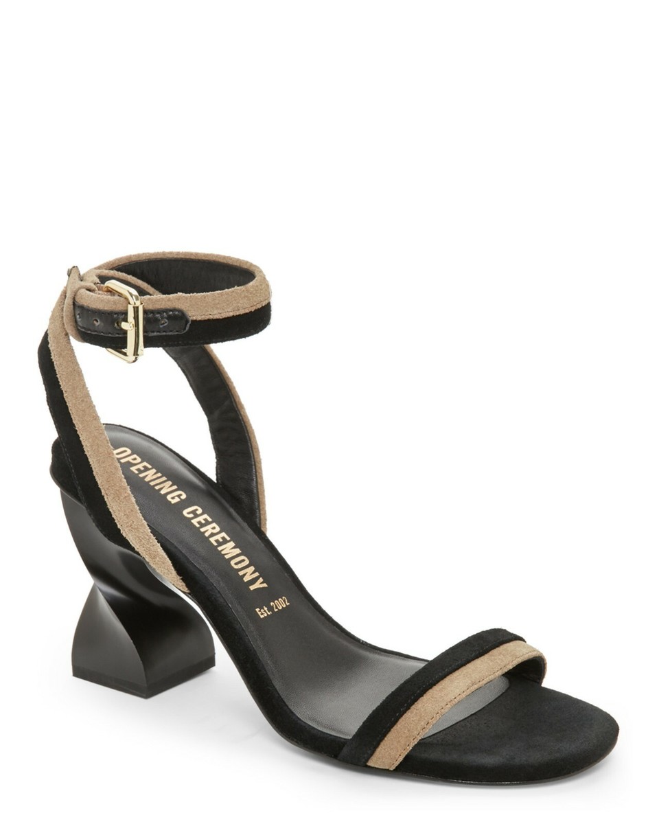 395 NWOB Opening Ceremony Elzpeth Twist Heel Ankle Strap Suede Sandals size 38 eBay