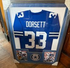 TONY DORSETT--DALLAS COWBOYS--AUTOGRAHED FRAMED JERSEY--JSA CERTIFIED--42