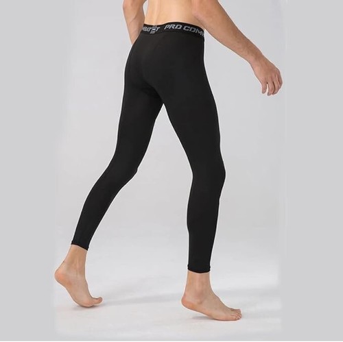 Hombres Pantalón Apretado de Compresión Deportes Gimnasio Correr Leggings Secado Rápido Negro 2XL - Imagen 3 de 8