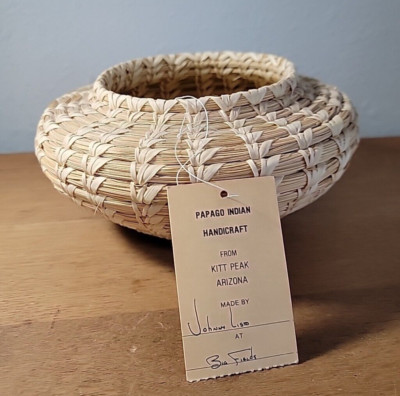 Handmade Papago Basket From Kitt Peak Arizona