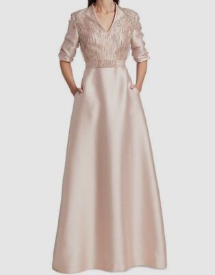 $2995 Reem Acra Women's Pink Embellished Elbow Sleeve Kaftan Dress Size XL