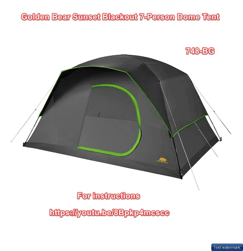 Golden Bear Sunset Blackout 7-Person Dome Tent 12X9 Charcoal Green #748-BG
