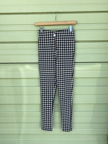 NEW ZARA BLACK WHITE GINGHAM LEGGINGS 