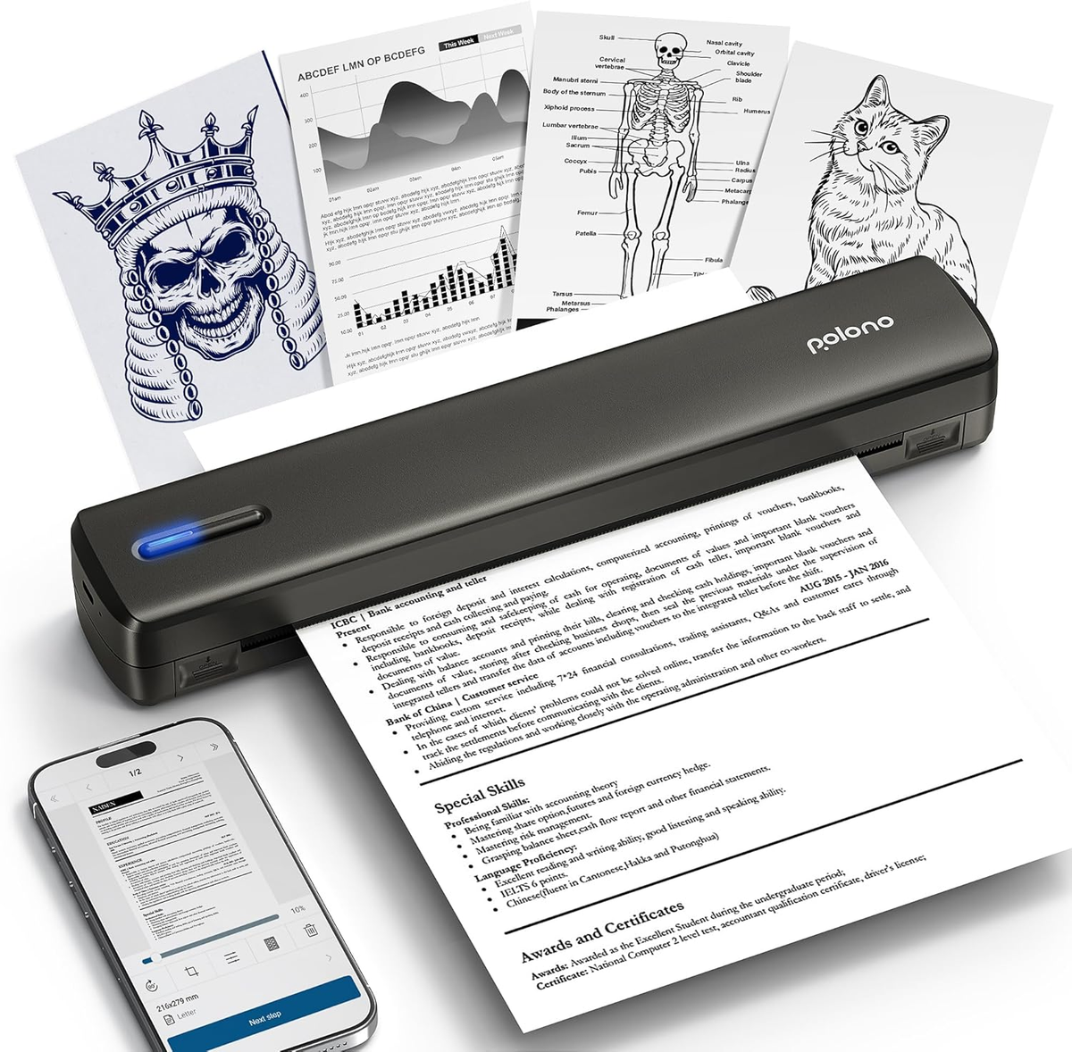 P80 Bluetooth Thermal Printer - Portable Inkless Printer For Phone & Computer Printing