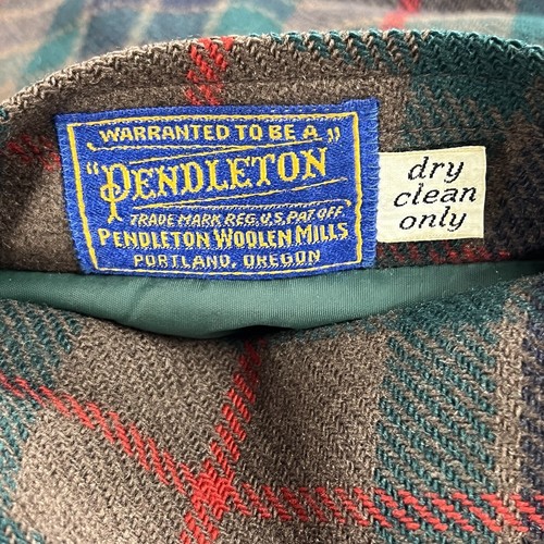 VINTAGE Pendleton Jacket Mens Large Brown Green Plaid Wool Reversible Coat - Picture 10 of 18