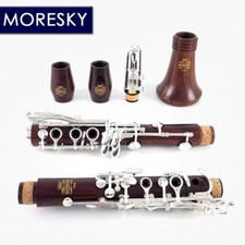 MORESKY Clarinet Bb Red Wood Clarinet Silver plated17 Keys Mopane Sib KlarnetM66