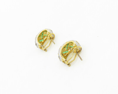 AngeIR / 緑色 【美品】 925 Sterling Silver Shiny Green & White Topaz 2 Tone Drop