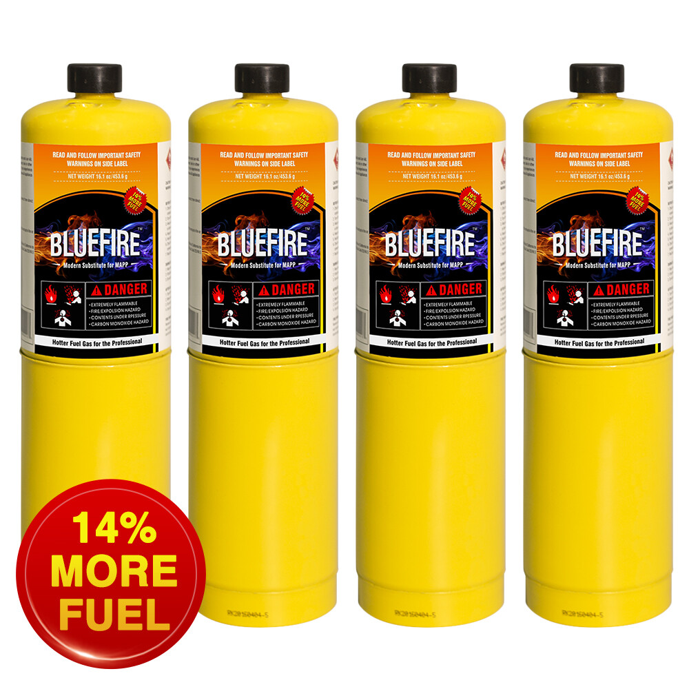 BLUEFIRE 4x MAPP MAP PRO Gas Fuel Cylinder,16.1oz,14 Bonus,Hotter than
