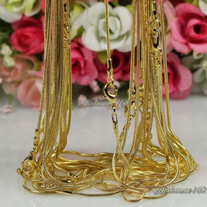 Authentic !10pcs gold plated 1.2mm snake chain necklace 24"
