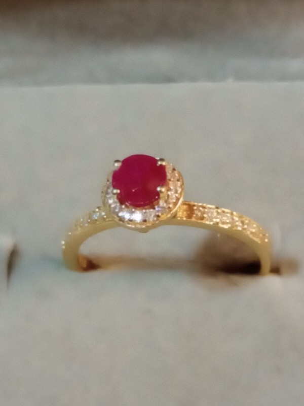 NATURAL NOT ENHANCED RUBY 1.02 CT 925 SILVER 14K GOLD PLATED RING SIZE 8 ACCENTS