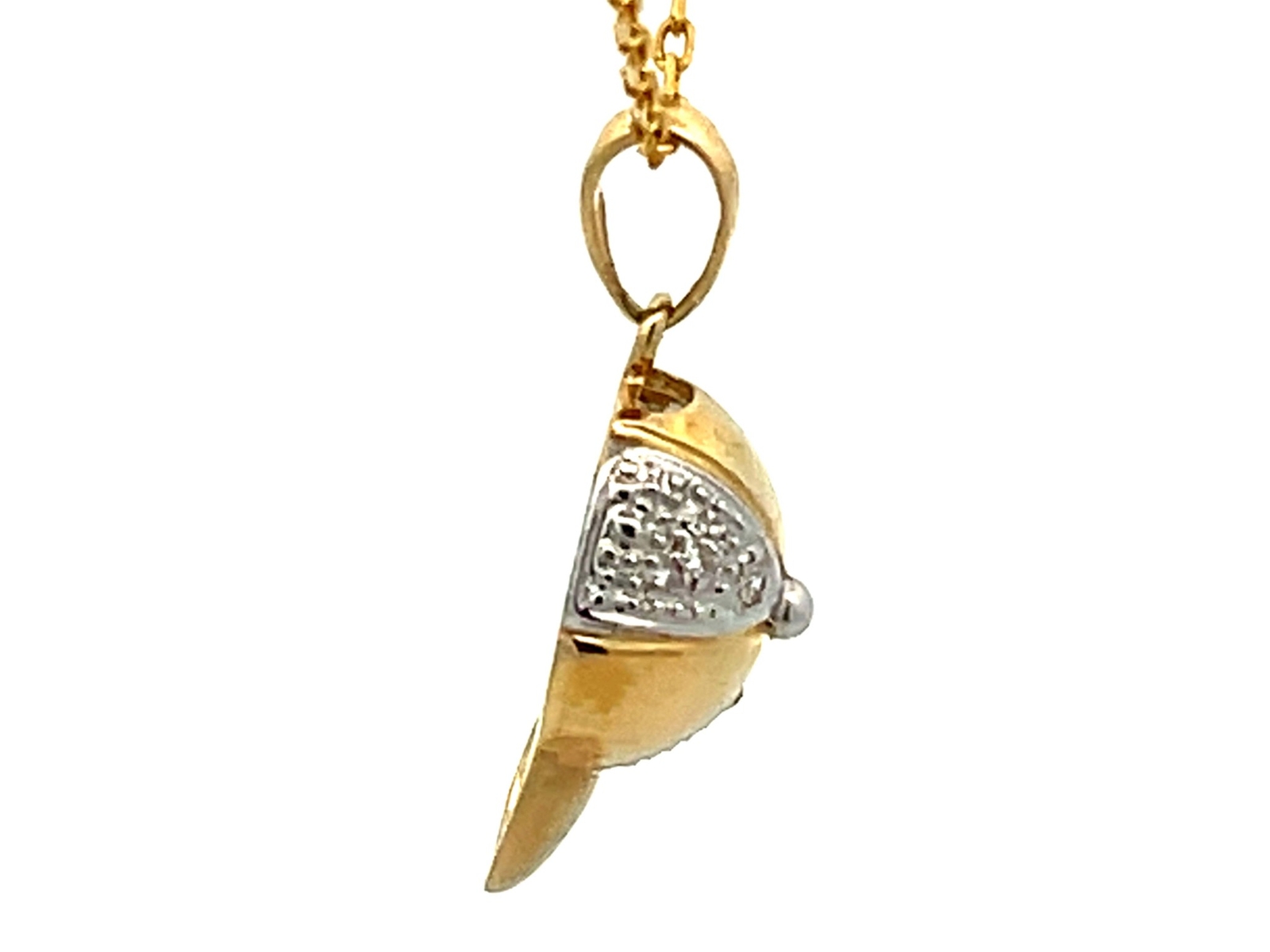 Solid Gold Baseball Hat Diamond Pendant Necklace - image 5