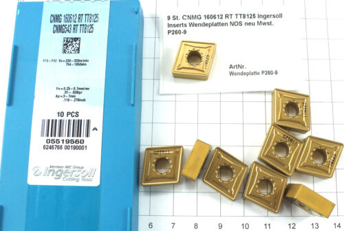 9 pièces CNMG 160612 RT TT8125 inserts Ingersoll plaques réversibles neuf TVA P260-9 - Photo 1/3