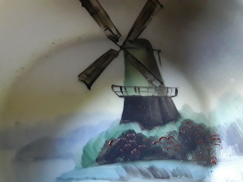 HERMOSO TAZÓN PINTADO A MANO NIPÓN Moriage Recortado Molino de Viento 4 1/2 pulgadas - Imagen 4 de 7