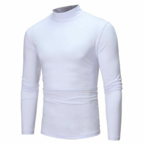 Men's Shirt Turtle Casual Tops Solid Sleeve Slim Size Fit Long Neck Plus - Picture 8 of 15