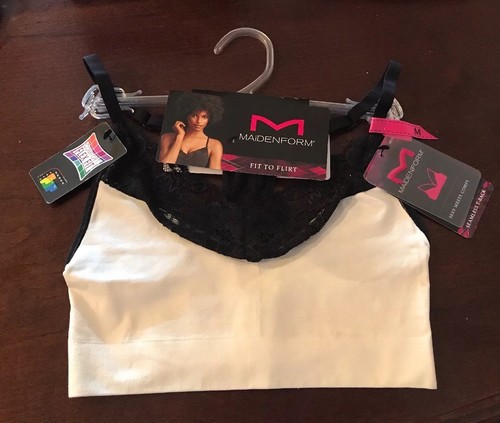 MAIDENFORM, Size Medium, Ivory/Black, “Fit to Flirt”, Seamless, T-Back Bra. NEW - Picture 10 of 11