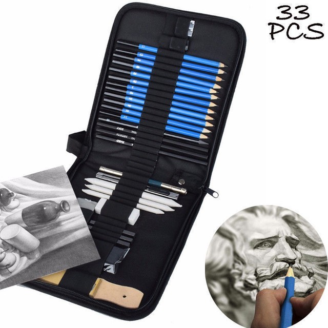 33pcs/set Sketch Kit Sketching Graphite&charcoal Pencil Art Drawing