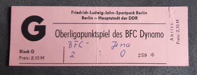 Genuine Ticket 1989 BFC Dynamo Berlin FC Carl Zeiss Jena GDR Oberliga Football FCC
