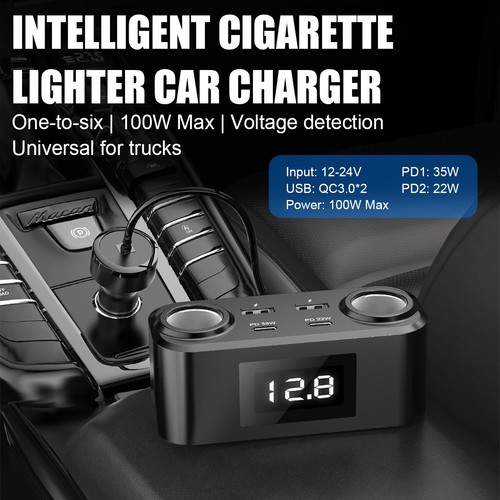 4 IN 1 Retractable Car Charger Cable Dual Port USB-C PD Fast Charging Adapter. - Photo 4 sur 19