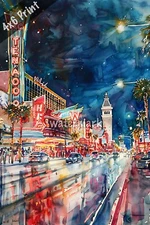 The Strip watercolor Art 4x6 Print