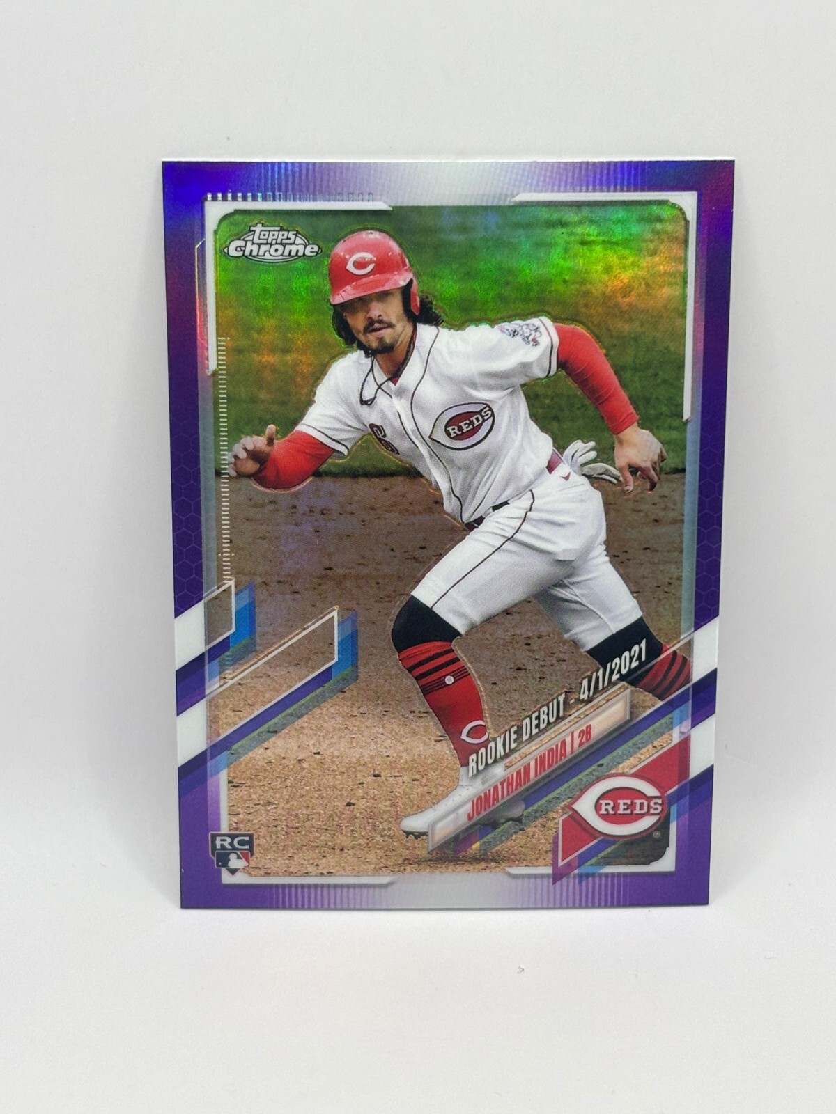 2021 Topps Chrome Update Jonathan India PURPLE REFRACTOR DEBUT RC #USC96 Reds