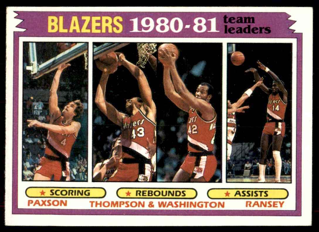 Jim Paxson / Mychal Thompson / Kermit Washington / Kelvin Ransey #61 Basketball Cards 1981 Topps trading card — raw and PSA graded price guide