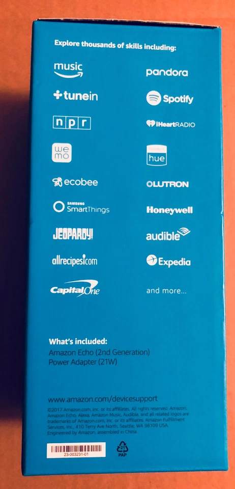 Amazon Echo 2-Way Smart Speaker 2nd Generation - Heather Gray Fabric - Image 3 of 4