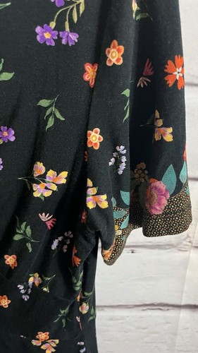 Johnny Was Size S Black Floral Short Sleeve Nani Twist Front Knee Length Dress - Picture 5 of 6