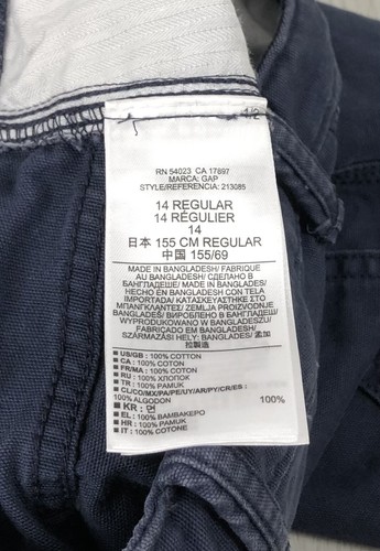 Gap Kids Boys Navy Blue Canvas Raw Hem Shorts Size 14 Adjustable Zip Button - Picture 7 of 8