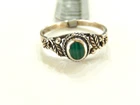 *VINTAGE*  Sterling Silver  Oval Green Malachite Ring Size 6.5