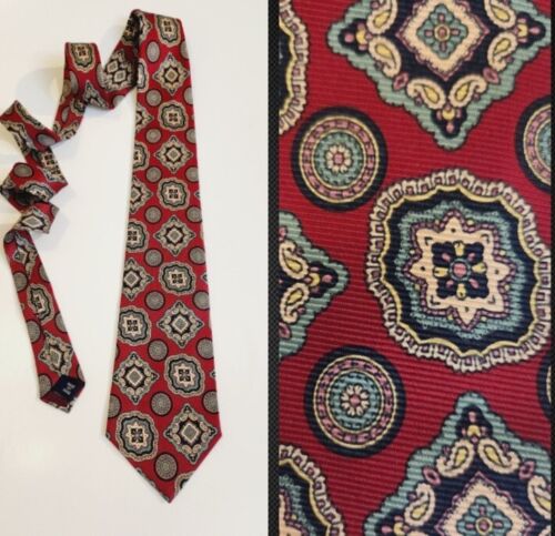 Vintage 90er Jahre Polo Ralph Lauren handgefertigte Krawatte aus 100 % Seide Kaleidoskop Druck USA - Bild 1 von 5