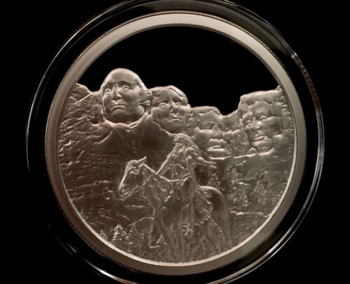 The Scar 2021 .999 caja de autenticidad pura a prueba de plata de 2 oz montura sioux Rushmore - Imagen 4 de 12