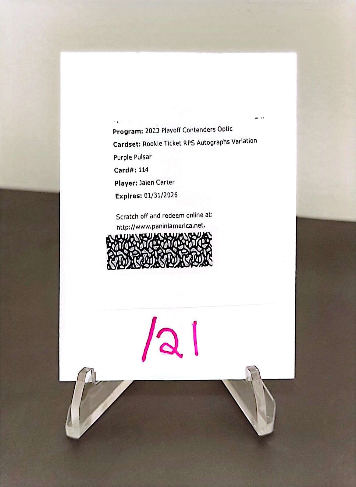 2023 Contenders Optic Jalen Carter /21 Purple Pulsar Rookie Ticket Auto SSP🔥