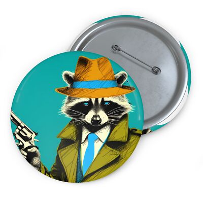 Custom Pin Button Badge Raccoon Trench Coat Vintage Style Revolver Movie  Style