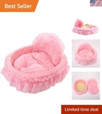 Waterproof Princess Cat Sofa with Cozy Cushions - Pink Round Bed for Small Pets