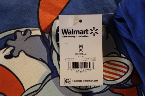 Disney Stitch Pool Float Patriot Boys Blue T-Shirt Size M (8) - Picture 5 of 5