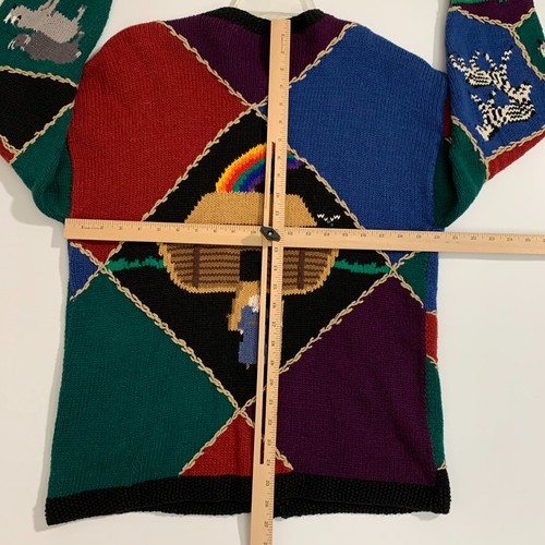 Vintage Design Options All Over Print Farm Animal Button Sweater Cardigan Medium - Picture 5 of 7