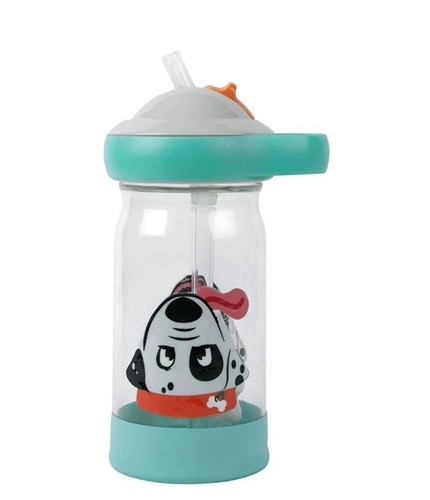 The First Years Sip & See Toddler Water Bottle ~ Puppy Dog ~ Bone Charm ~ 12 Oz.