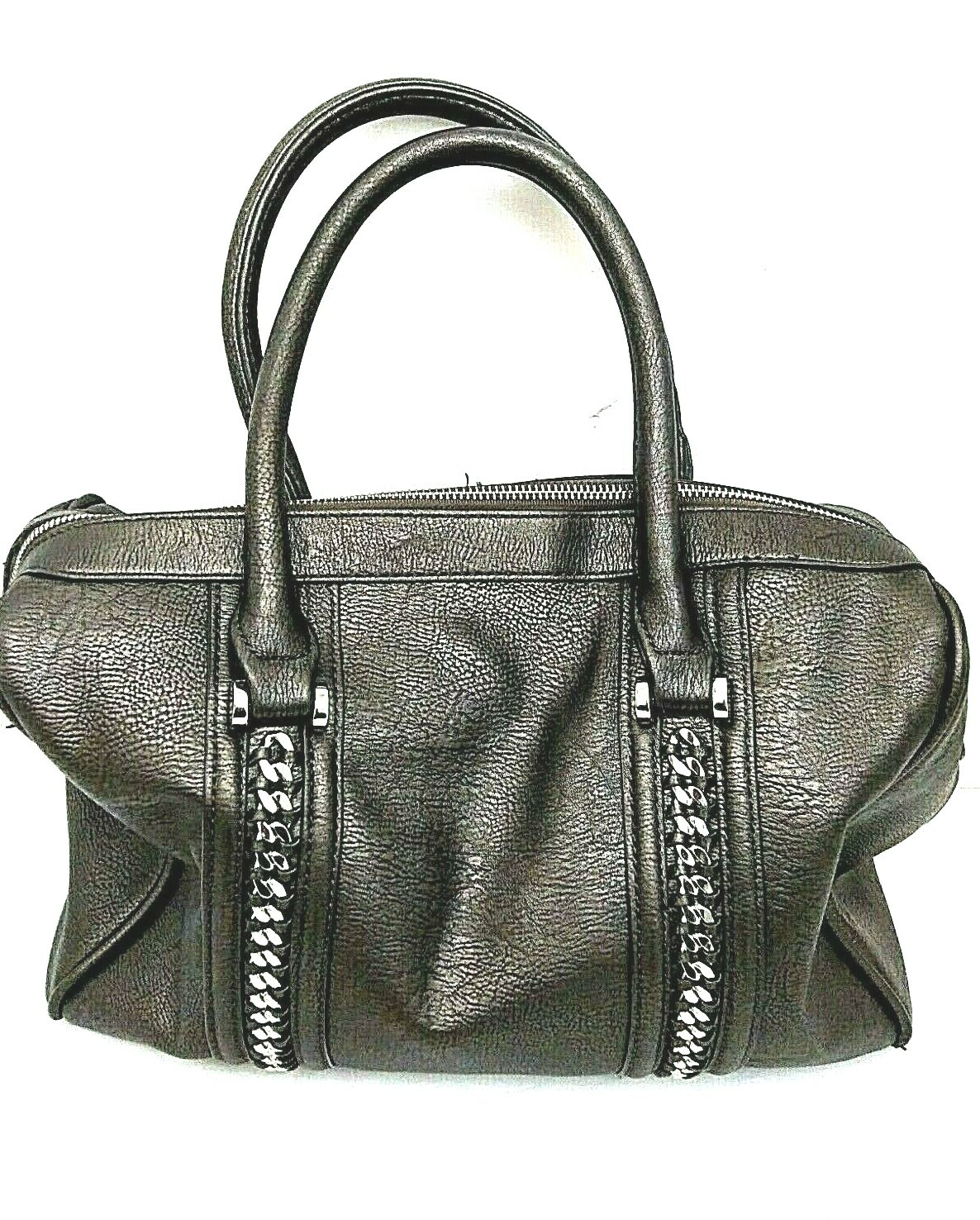 Handbag Tote Womens Bronze And Silver Designs Zipper Handle Straps IN STOCK NOW-image