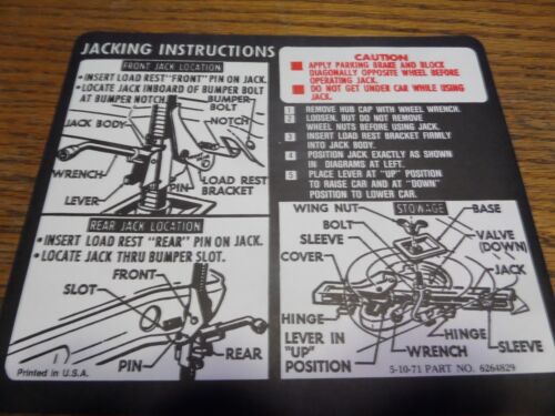 1964 65 66 67 68 69 70 71 72 CHEVELLE JACKING INSTRUCTIONS DECALS - Picture 7 of 7