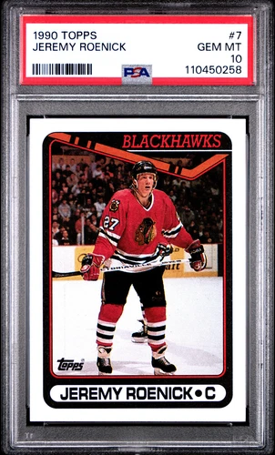 1990-91 Topps #7 Jeremy Roenick Rookie RC Blackhawks (HOF) PSA 10 GEM MINT