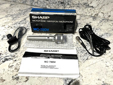 Sharp Mc-78dv Vintage Moving Coil Microphone W/manual & Cables Made In Japan Iob