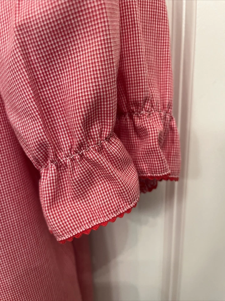Antigo Vestido Amanda Remembered Girls Tamanho P Mary Poppins Vermelho Gingham LS Fofo! - Imagem 3 de 4