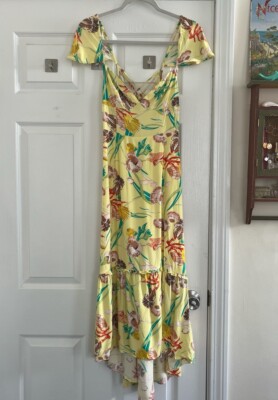 red ruffled maxi dress Baltic Born Womens Orla Ruffle Maxi Dress | Red Floral