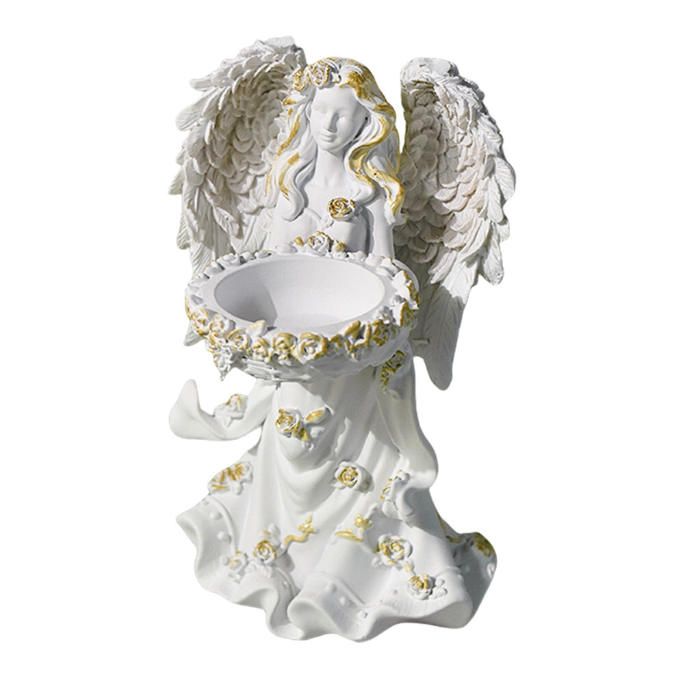 Floral Fairy Ornament Resin Flower Fairy Sculpture Creative Courtyard Decor (D)