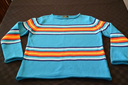 VTG Lauren ralph Lauren turquoise rainbow Navajo blanket sweater SZ LARGE
