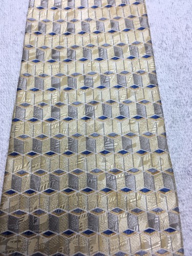 BARRINGTON MENS TIE YELLOW WITH GOLD BLUE GRAY 3.75 X 61 - Picture 3 of 4