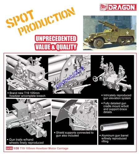 DRAGON 1/35 6496 T19 105mm Howitzer Motor Carriage Model Kit - Picture 5 of 7