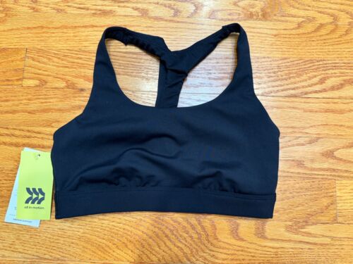 New All In Motion Girl’s Youth Bonded Racerback Sports Bra XS 7-8 Black Youth - Picture 1 of 8