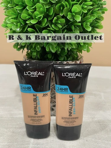 2  ~ L’Oreal Paris Infallible Pro-Glow Foundation 204 Natural Buff 1oz Ea
